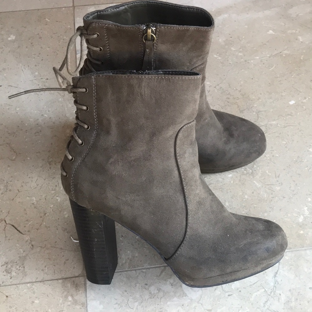 Olive Laced Back Booties